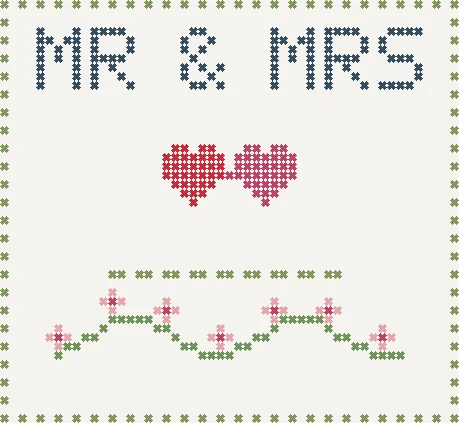 Mr and Mrs Wedding Cross Stitch Pattern preview